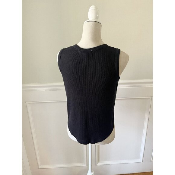P.J. Salvage XS Black Ribbed Relaxed Fit Tank Top - Picture 3 of 4